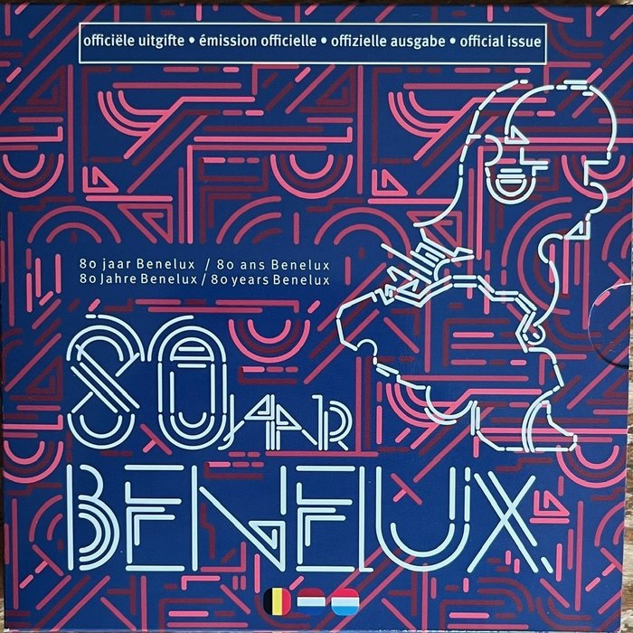 Benelux. BeNeLux set 2024 "80 Jaar Benelux" (incl. penning)  (Ingen mindstepris)