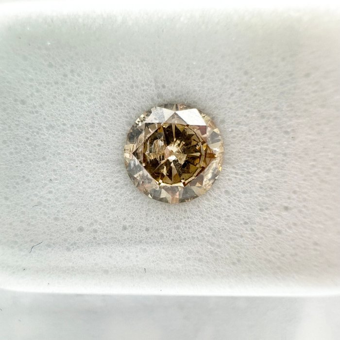 Ingen mindstepris - 1 pcs Diamant  (Naturfarvet)  - 0.71 ct - Rund - Fancy deep Grå - I1 - Gemewizard Gemological Laboratory (GWLab)