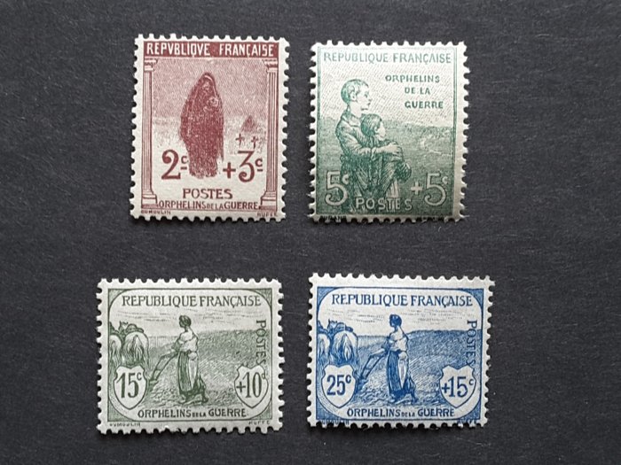 Frankrig 1917/1918 - Til fordel for War Orphans de første 4 værdier i den 1 serie - Yvert 148 à 151