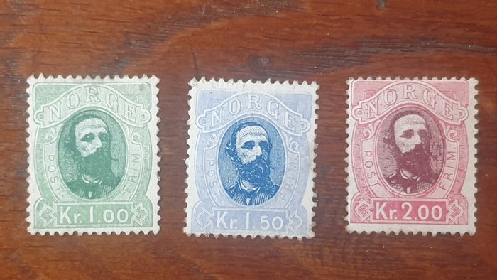 Norge 1878/1920 - Tre komplette serier, Kong Oscar II og stolpehorn - Michel 32/34, 75/88, 96/103