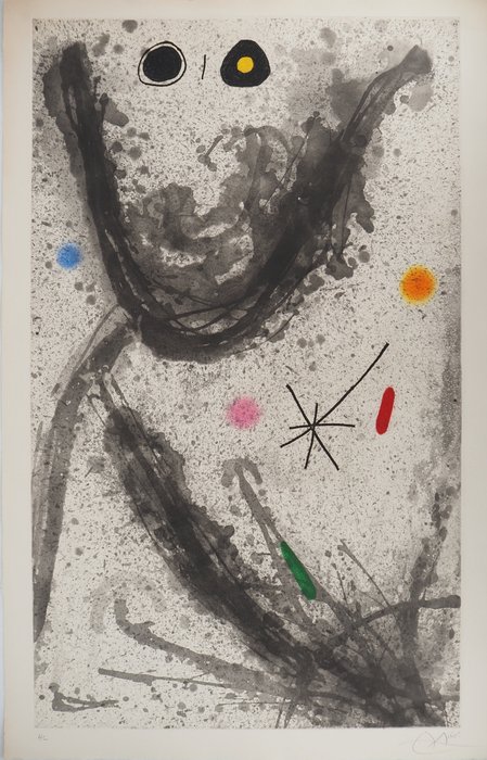 Joan Miro (1893-1983) - Puisatier : Personnage surréaliste à l'étoile