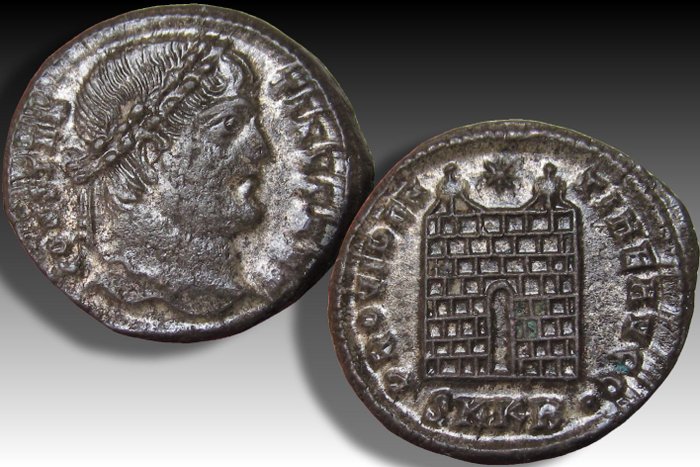 Romarriket Constantine I (AD 306-337) Follis Cyzicus mint 2nd officina 325-326 AD - mintmark SMKB• - Ex CNG 2011