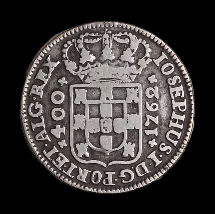 Portugal D José I (1750-1777) Cruzado Novo (480 Reis) 1762 - Iosephus - Cruz Perolada - Rara