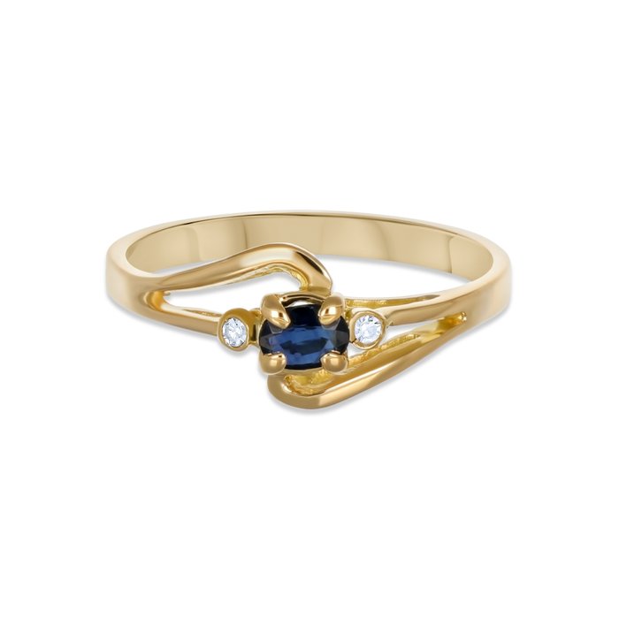 Ring - 18 kraat Gulguld -  1.55ct. tw. Safir - Diamant