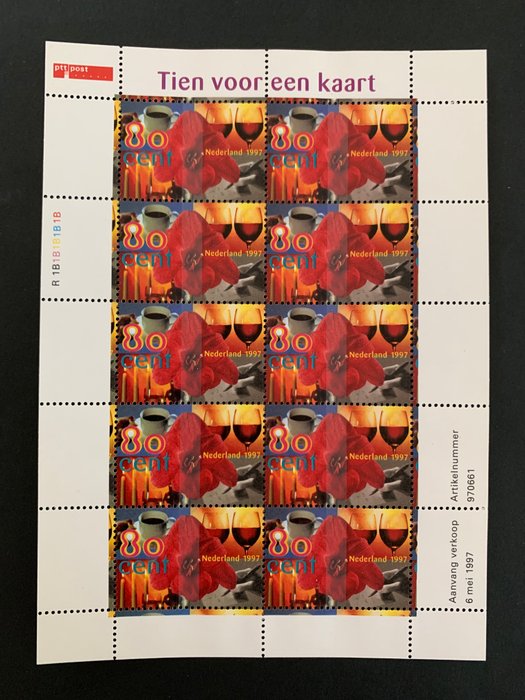 Holland 1997 - NVPH V1720b Ark 10x080 på phosphorescerende papir - NVPH V1720b