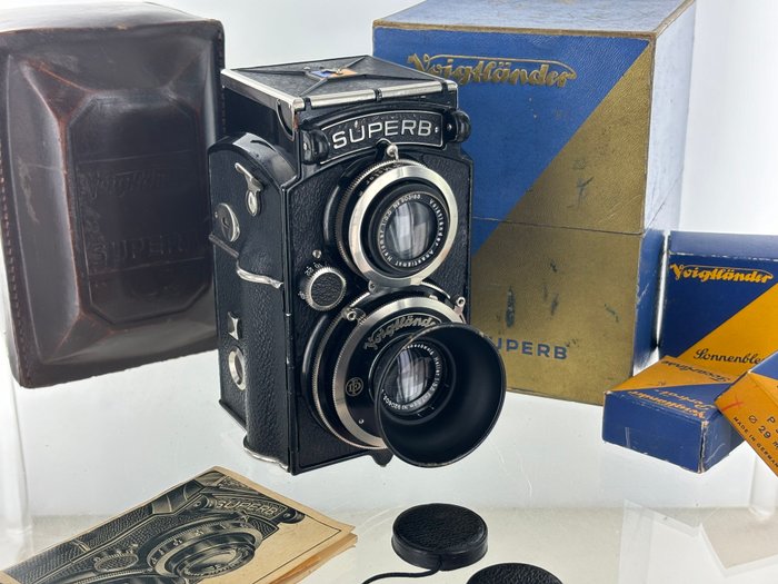 Voigtländer Superb mit Heliar 3.5/7,5cm in OVP einmaliges Sammlerset | To-øjet spejlreflekskamera (TLR)