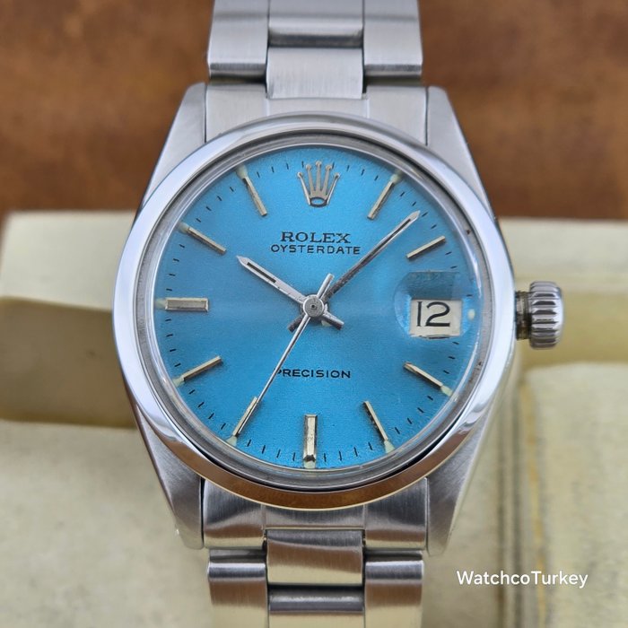 Rolex - Oyster Perpetual Date Precision Tiffany color Dial - Ingen mindstepris - Ref. 6466 - Kvinder - 1970-1979