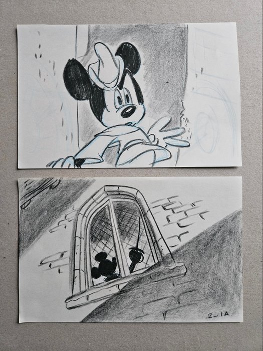 Walt Disney Studios - 2 Originale storyboard-tegninger - The Prince and the Pauper - Mickey Mouse - 1990