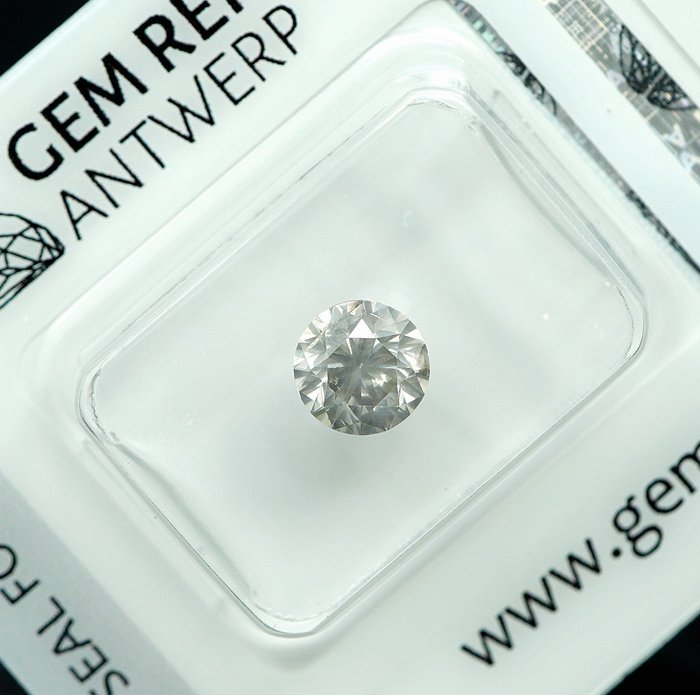 1 pcs Diamant  (Naturfarvet)  - 1.00 ct - Light Gullig Grå - SI2 - Gem Report Antwerp (GRA)