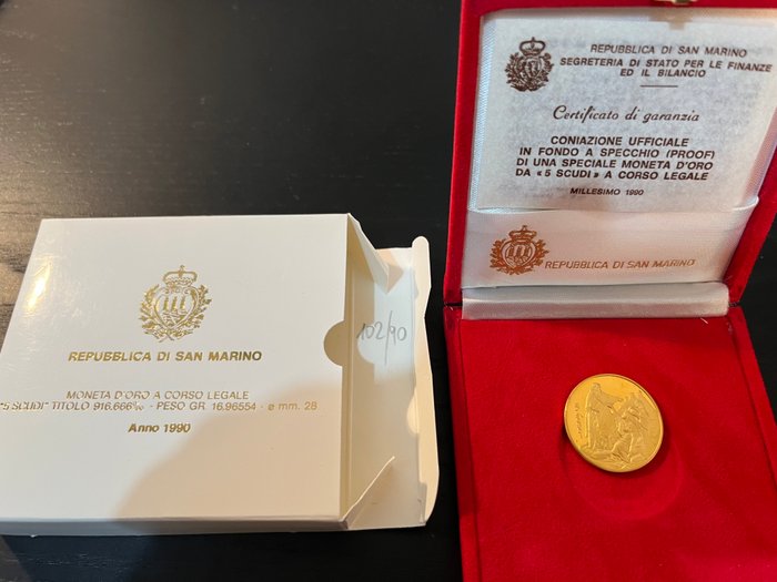 San Marino. 5 Scudi 1990 Fondazione della Repubblica, Proof