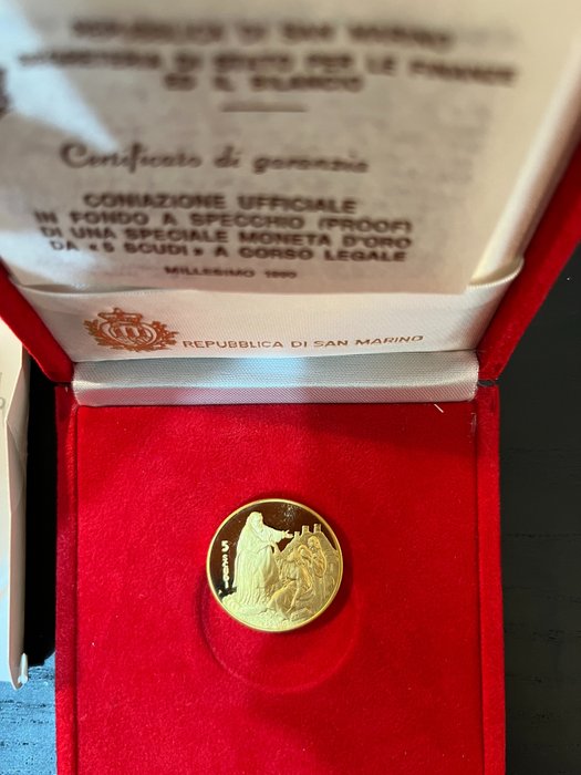 San Marino. 5 Scudi 1990 Fondazione della Repubblica, Proof