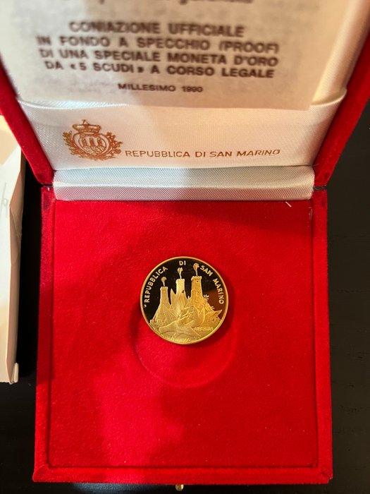 San Marino. 5 Scudi 1990 Fondazione della Repubblica, Proof