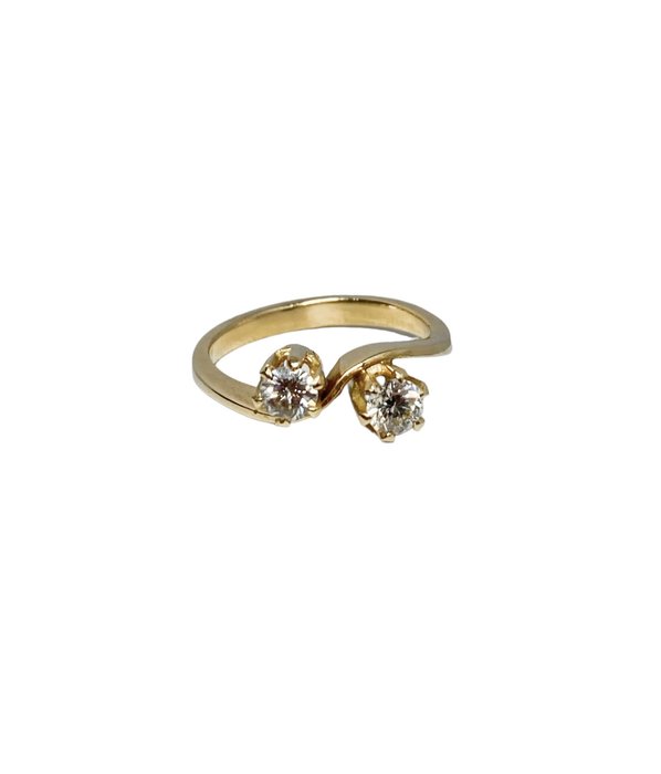 Ring - 18 kraat Gulguld -  056ct tw Diamant (Natur)