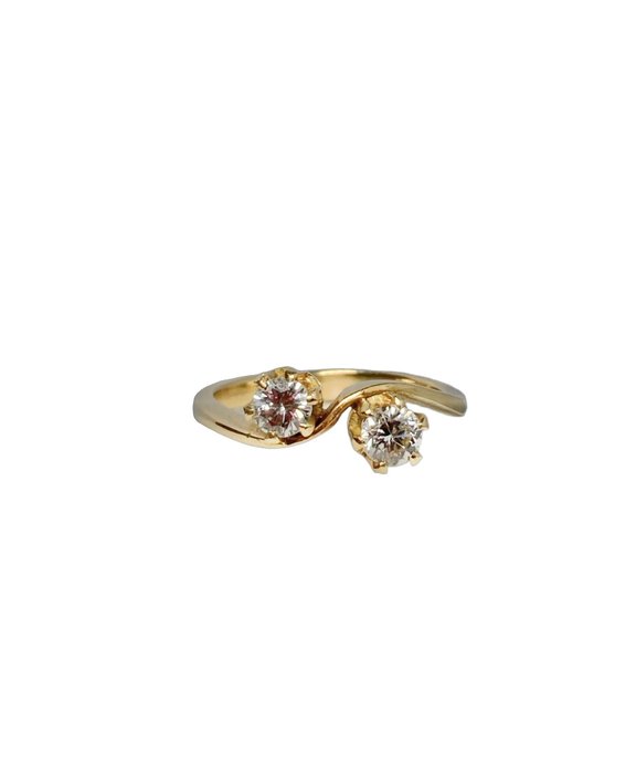 Ring - 18 kraat Gulguld -  056ct tw Diamant (Natur)