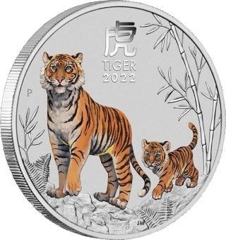 Australien. 1 Dollar 2022 Lunar III - Tiger, 1 Oz (.999)  (Ingen mindstepris)