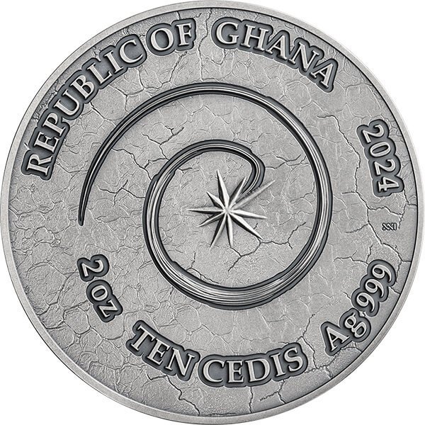 Ghana. 10 Cedis 2023 Phoenix Chronicles of Fire 2 oz Antique finish (.999)