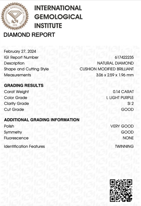 1 pcs Diamant  - 0.14 ct - Pude - SI2