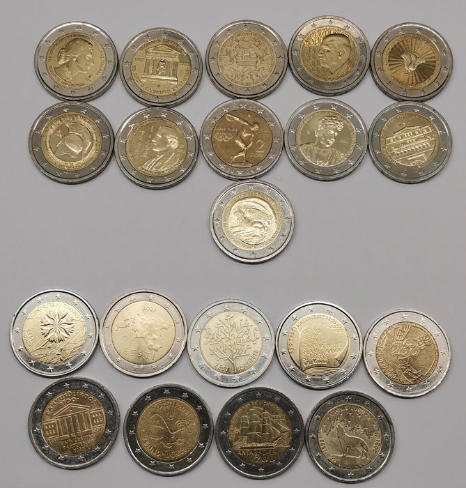 Europa. 2 Euro Various Years (20 coins)  (Ingen mindstepris)