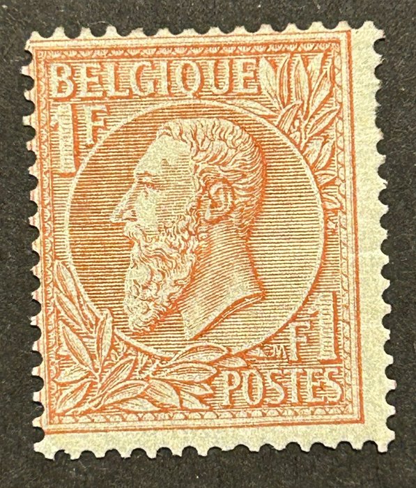 Belgien 1884/1891 - Leopold II Nye typer - 1 franc Rød-brun på grøn - OBP 51 - ZONDER RESERVEPRIJS