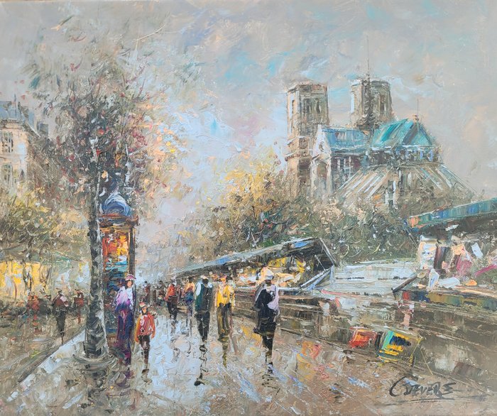 Christof Vevers (1962) - Les bouquinistes  Quai Notre Dame ~ Paris