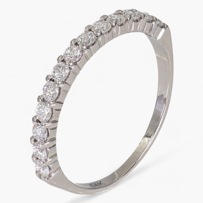 Ingen mindstepris - Ring - 14 karat Hvidguld 052 ct diamanter - IGI certificeret Diamant (Natur)