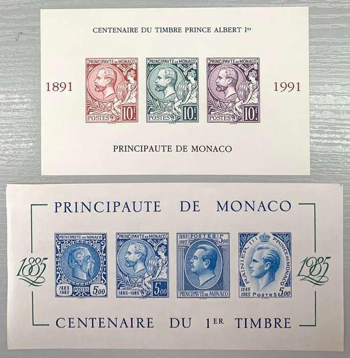 Monaco 1985/2011 - MONACO, blokke nr. 33a, 53a og 101 IKKE-TAKET, TB **. 3 blokke med fyrstelig tema. Vurdering €830. - 33a, 53a, 101