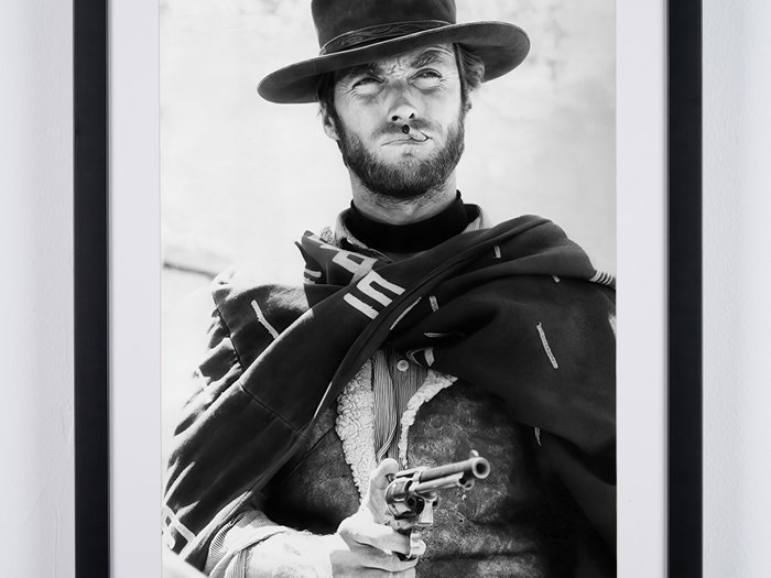 For a Few Dollars More (1965) - Clint Eastwood - Fine Art Photography - Luxury Wooden Framed 70X50 cm - Limited Edition Nr 04 of 50 - Serial ID 16378 - Original Certificate (COA), Hologram Logo Editor and QR Code - 100% New items.