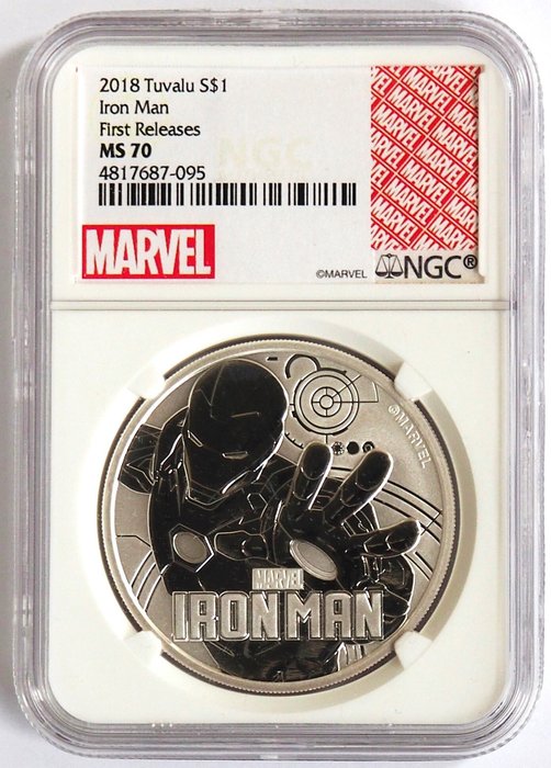 Tuvalu. 1 Dollar 2018 Marvel - Iron Man, 1 Oz (.999) - MS70 First Releases  (Ingen mindstepris)