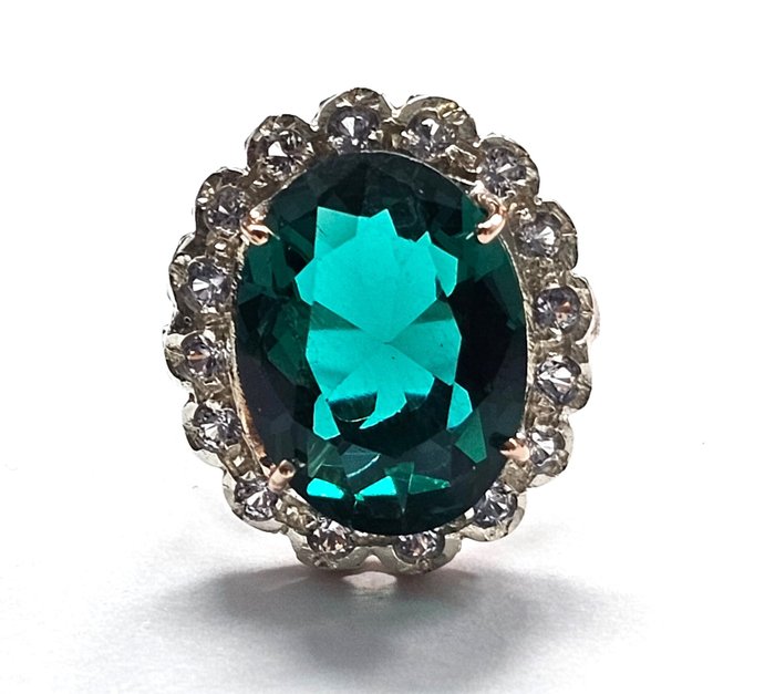 Ingen mindstepris - Ring - 9 kt. Rosaguld, Sølv -  8.00ct. tw. Smaragd - Topas