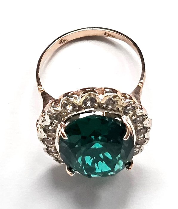 Ingen mindstepris - Ring - 9 kt. Rosaguld, Sølv -  8.00ct. tw. Smaragd - Topas