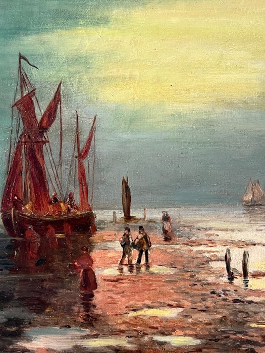 W. H. Day (XlX) - Fishermen and cocklers on the beach at low water