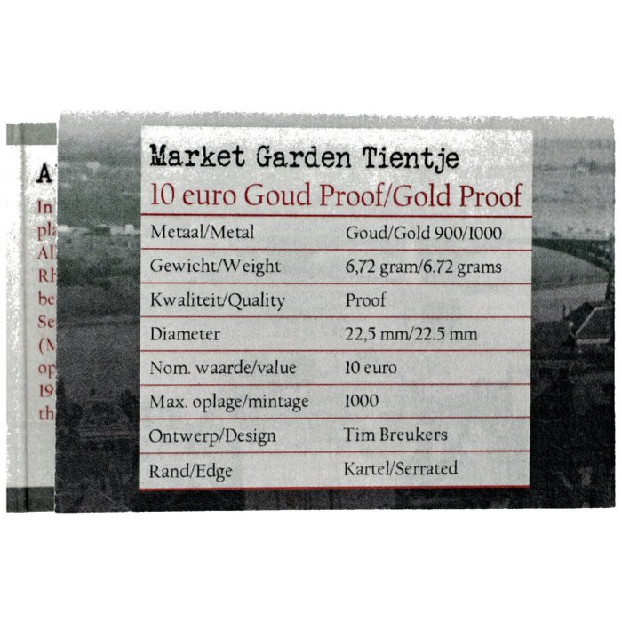 Holland. 10 Euro 2019 "Market Garden Tientje" Proof