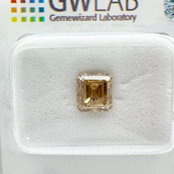 Ingen mindstepris - 1 pcs Diamant  (Naturfarvet)  - 1.15 ct - Rektangel - Fancy Brun - SI2 - Gemewizard Gemological Laboratory (GWLab)