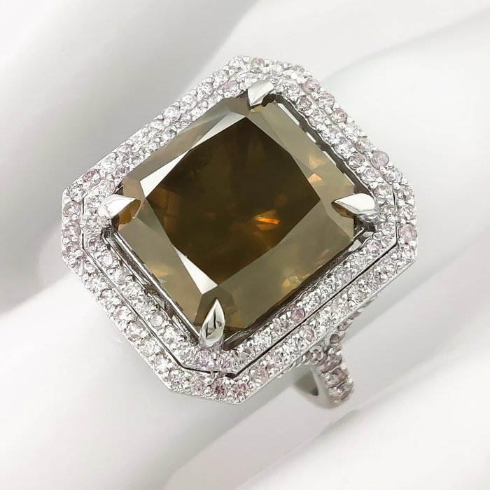 Ring - 14 karat Hvidguld -  1072ct tw Diamant (Naturfarvet) - *GRATIS FRAGT*