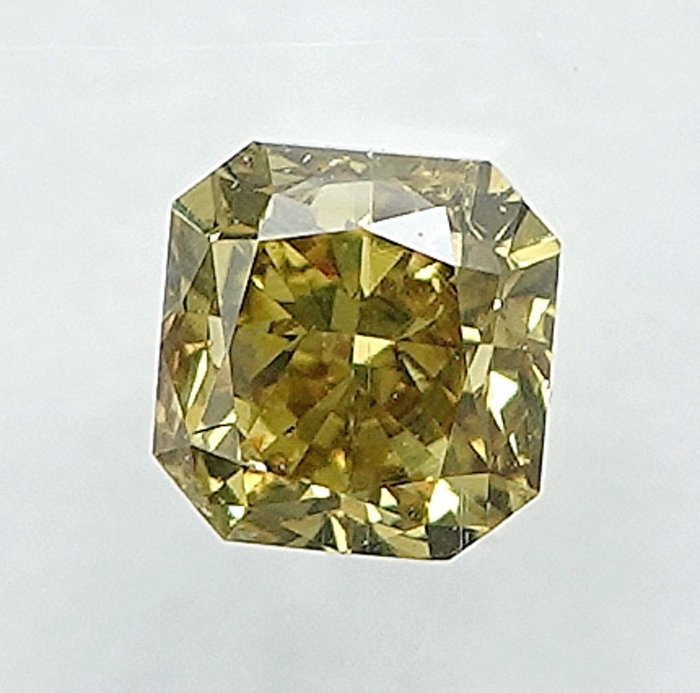 1 pcs Diamant  (Naturfarvet)  - 0.30 ct - Radiant - Fancy Grålig Gul - I1 - International Gemological Institute (IGI)