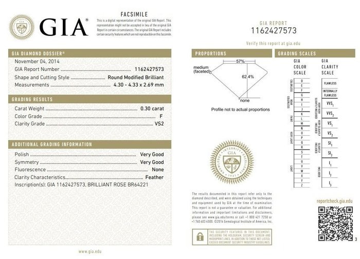 Ring - 18 kraat Hvidguld -  0.44ct. tw. Diamant (Natur) - Diamant - Sjælden runde Modificeret