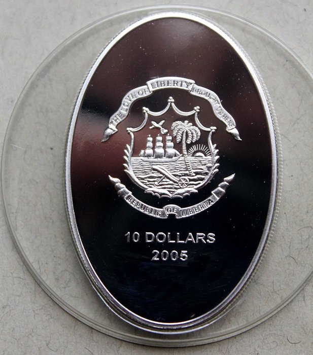 Liberia. 10 Dollars 2005 'Habemus Papam' - vergoldet und Swarovski-Elementen, Proof  (Ingen mindstepris)