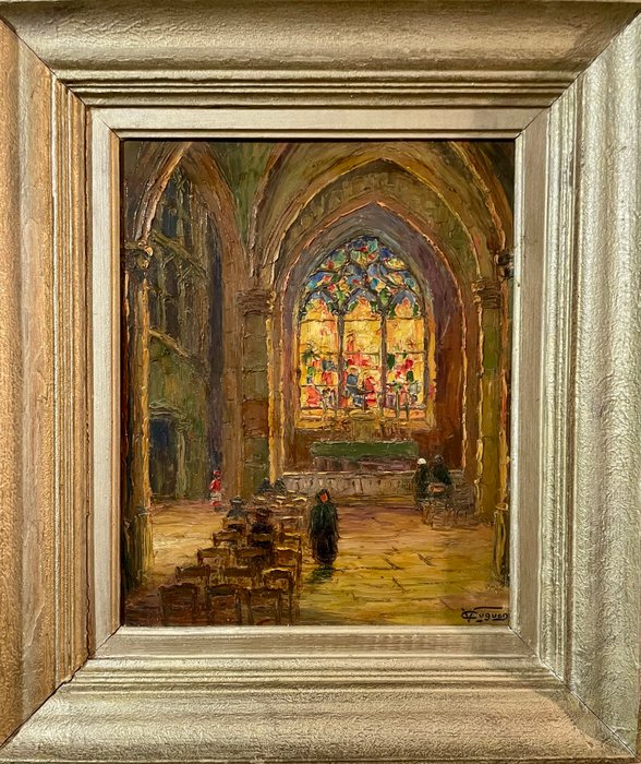 Victor Louis Cuguen (1882-1969) - Intérieur d’église