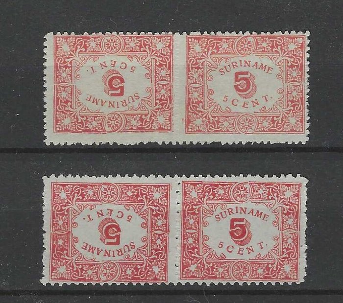 Surinam 1909 - Hjælpeproblem Omvendt trykpar - NVPH 58a/59a