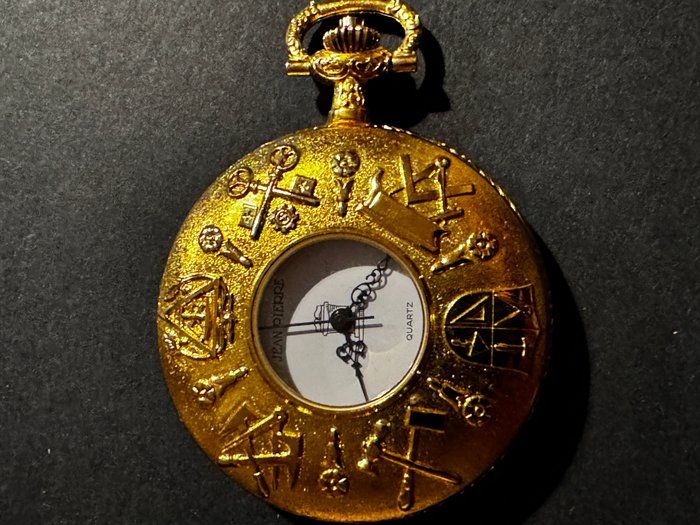 1975 Ceremony Used Masonic Gold Plated Jean Pierre Pocket Watch/ 3rd Degree Gift - 1970-1979