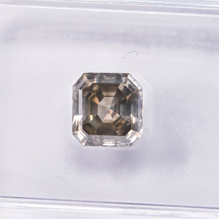 Ingen mindstepris - 1 pcs Diamant  (Naturfarvet)  - 1.03 ct - Smaragd - Fancy Grå, Grønlig Gul - SI2 - International Gemological Institute (IGI)