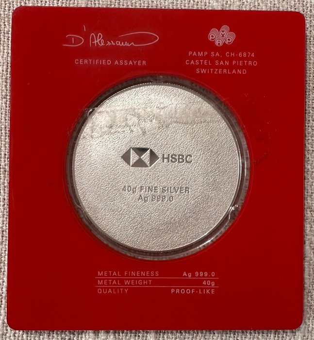 Storbritannien. Silver medal Rewarded to UK employees for their 20 years service at HSBC (40 gr)  (Ingen mindstepris)