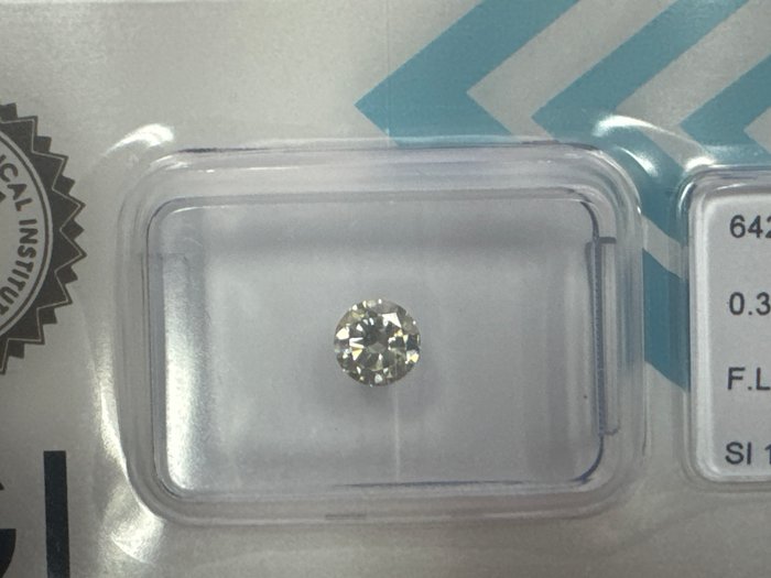 Ingen mindstepris - 1 pcs Diamant  (Naturfarvet)  - 0.36 ct - Rund - Fancy light Brunlig, Grønlig Gul - SI1 - International Gemological Institute (IGI)