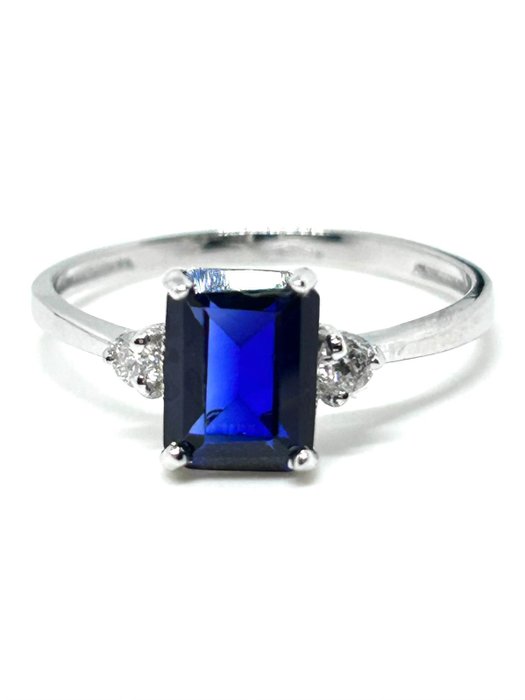 Ingen mindstepris - Ring - 18 kraat Hvidguld -  1.26ct. tw. Safir - Diamant