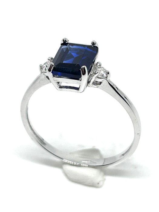 Ingen mindstepris - Ring - 18 kraat Hvidguld -  1.26ct. tw. Safir - Diamant