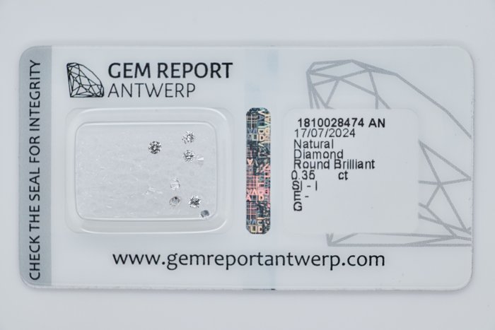 Ingen mindstepris - 9 pcs Diamant  (Natur)  - 0.35 ct - Rund - I1, I2, I3, SI1, SI2 - Gem Report Antwerp (GRA) - INGEN RESERVEPRIS