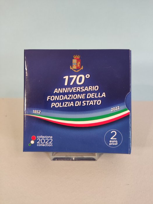 Italien. 2 Euro 2022 "Erasmus" + "Polizia di stato" Proof (2 monete)  (Ingen mindstepris)