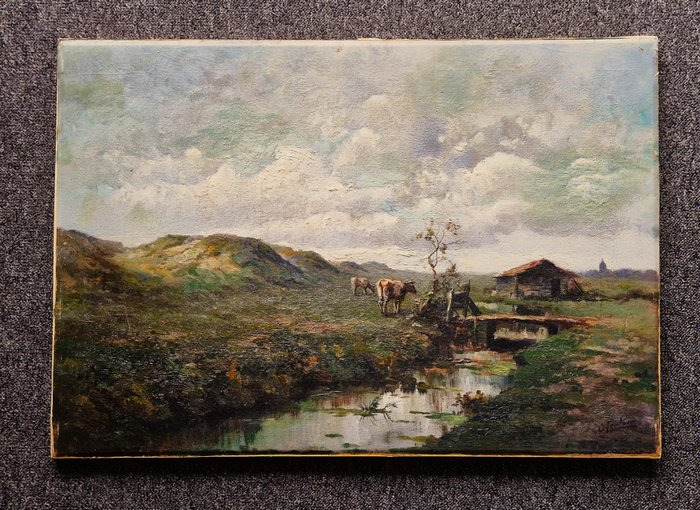 Cornelis "Kees" Terlouw (1890-1948) - Grazende koeien in een Hollands duin-landschap