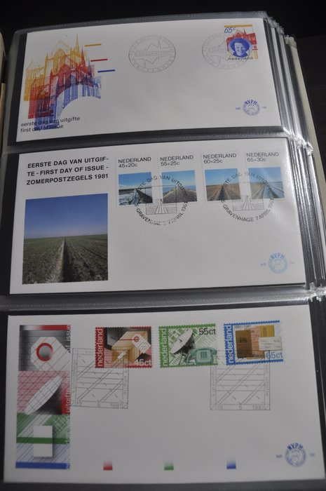 Holland  - Stor samling af de fleste uskrevne FDC'er i 4 tykke DAVO-albums