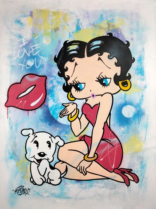 Hipo (1988) - Betty Boop  Pudgy - I love you! (XL Original artwork)